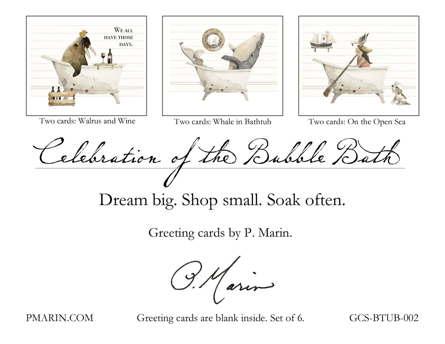 Boxed Greeting Card Set - Celebration of the Bubble Bath: Sea Life Assorted