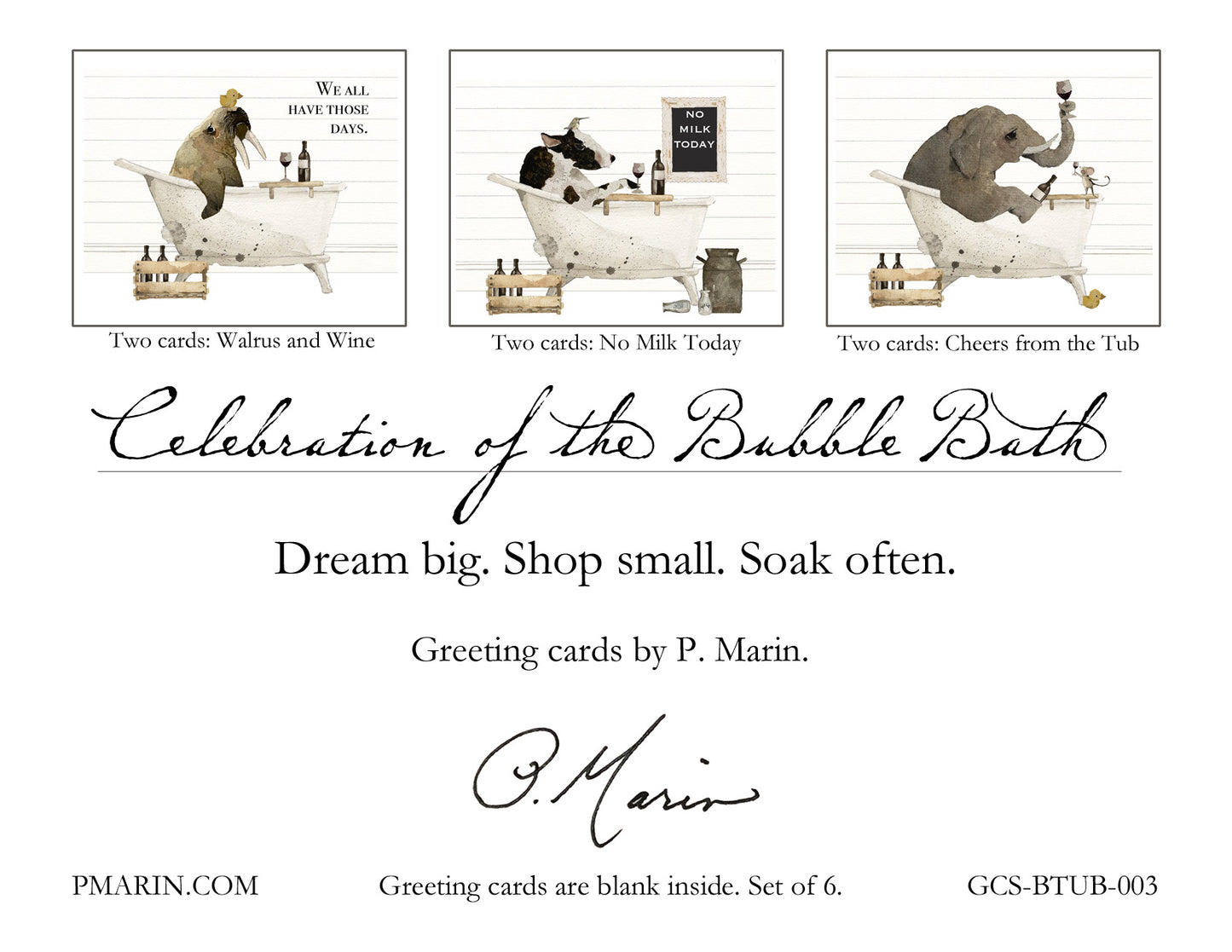 Boxed Greeting Card Set - Celebration of the Bubble Bath: Cheers from the Tub!