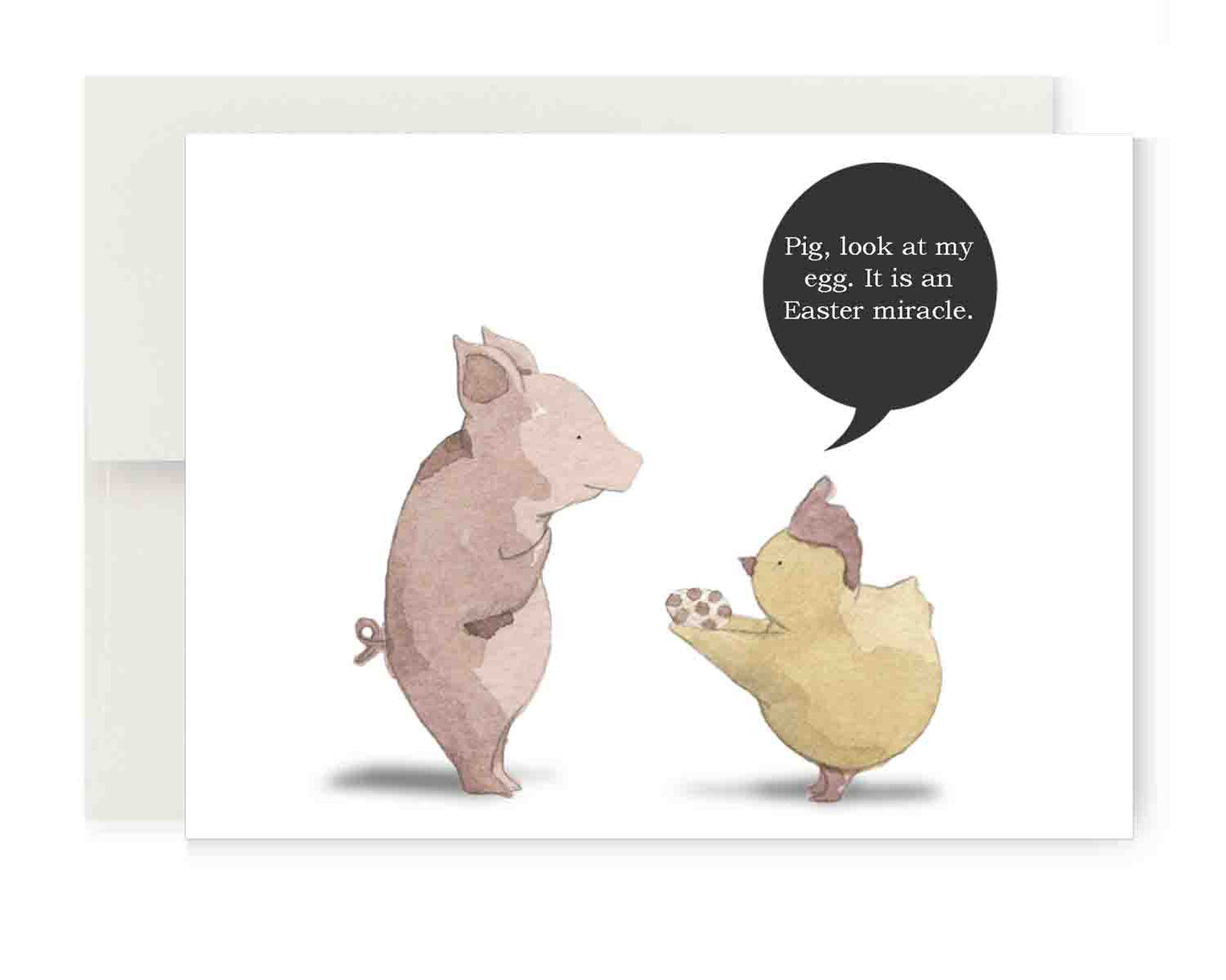 Greeting Card - Pig and Chick: Easter Miracle