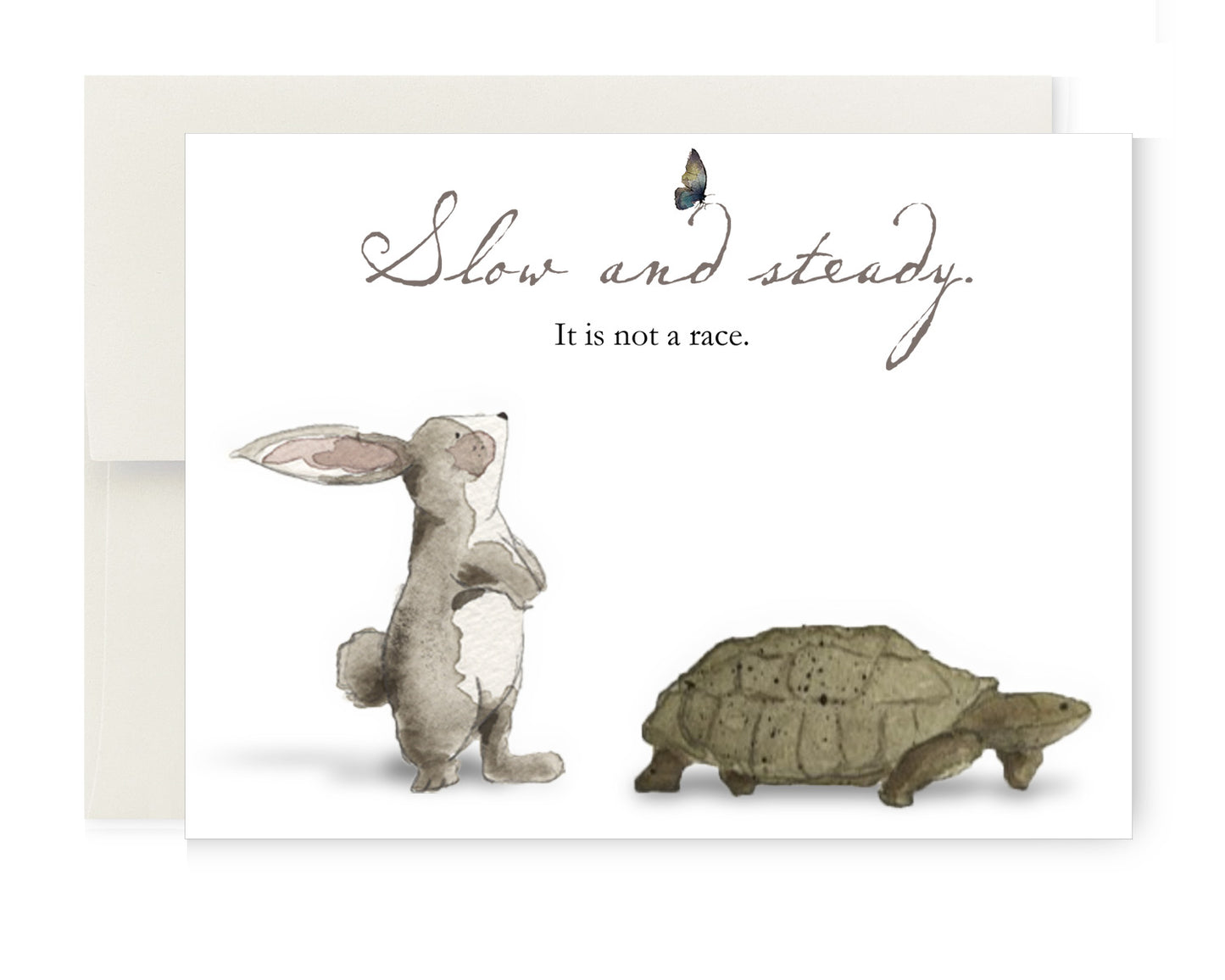 Greeting Card - Slow and Steady: Rabbit and Tortoise