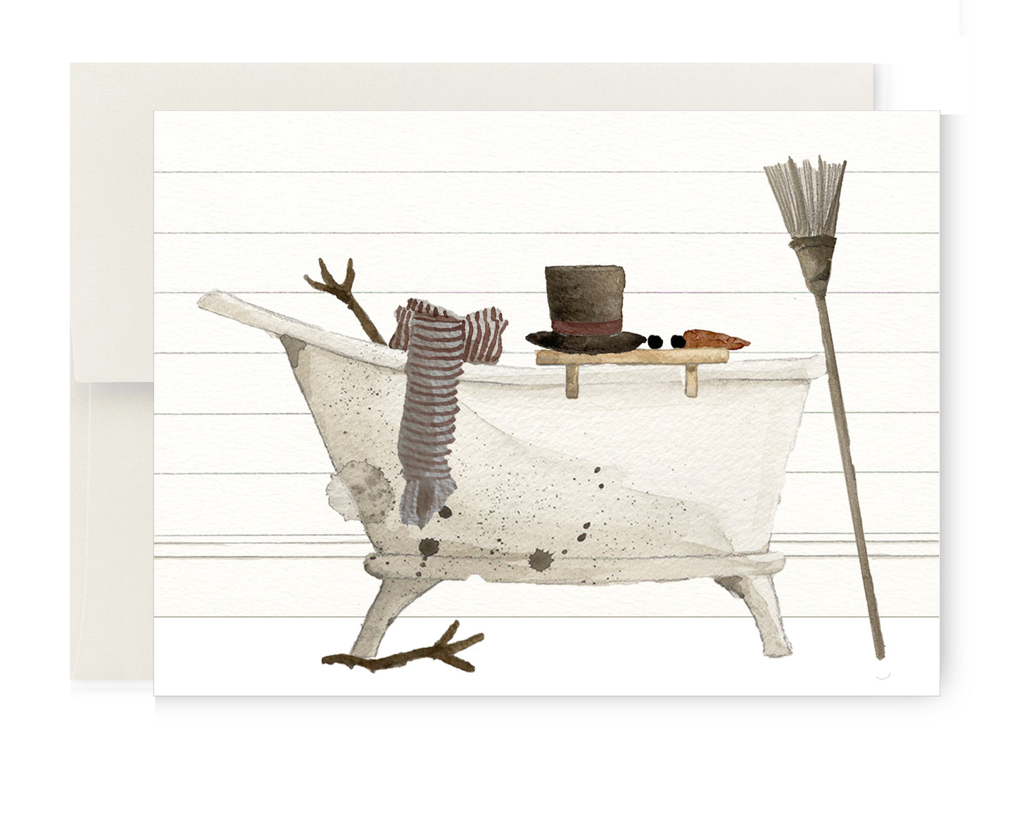 Greeting Card - Snowman in the Bathtub