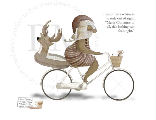 Art Print - Santa on a Bike