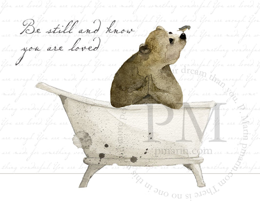 Art Print - Bear in Bathtub