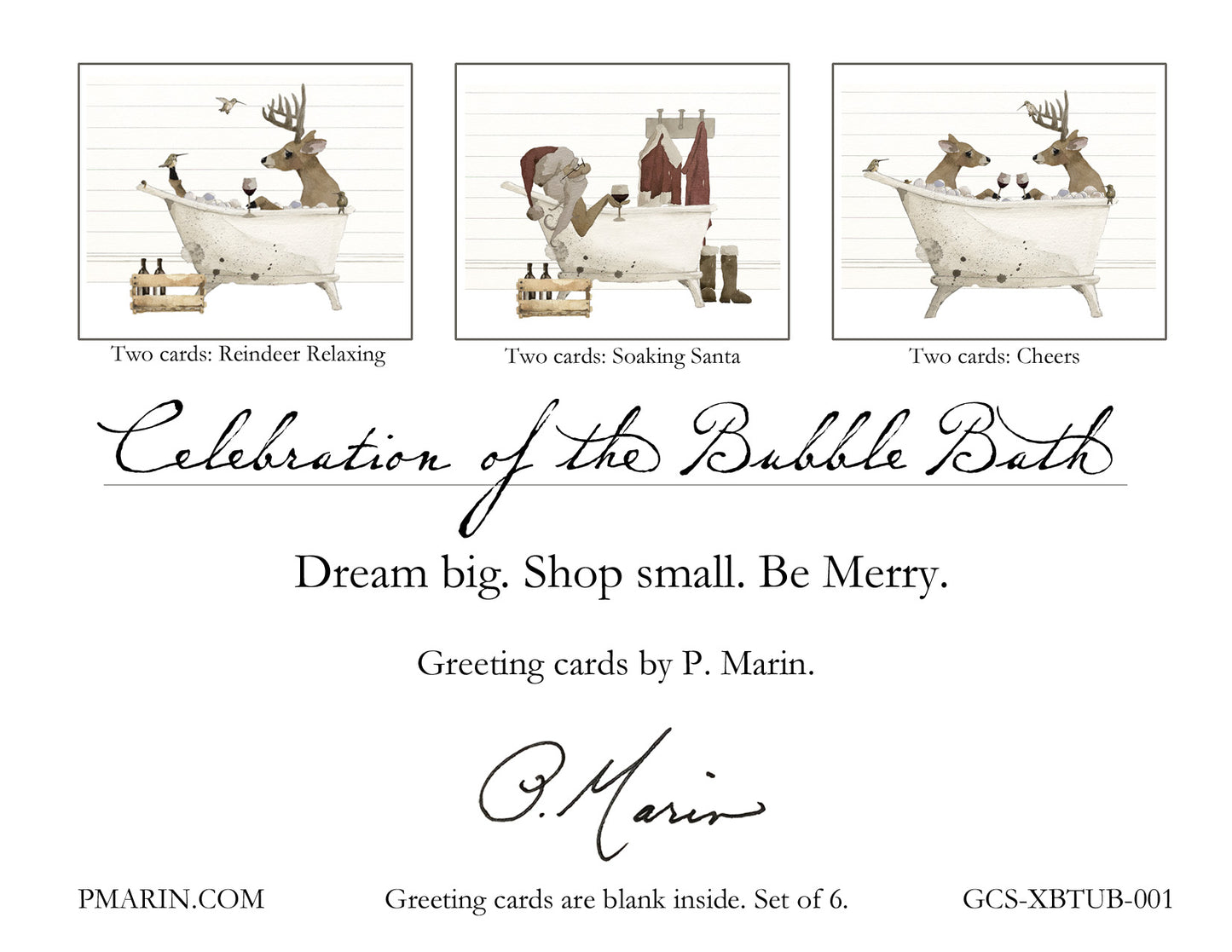Boxed Greeting Card Set - Celebration of the Bubble Bath: Holiday Cheers!