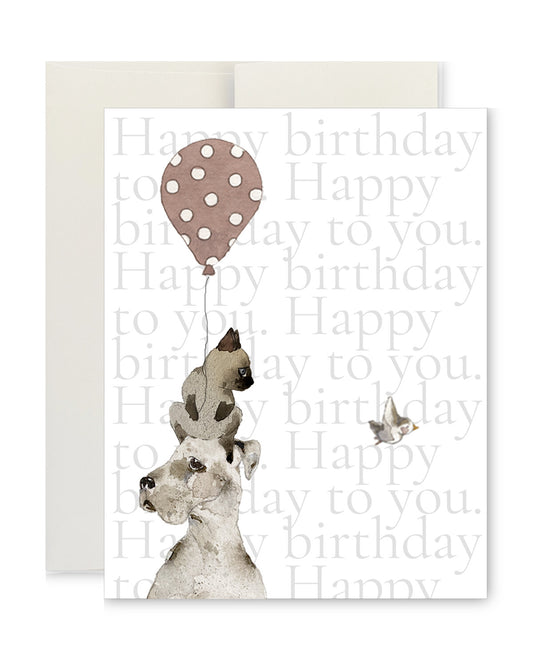 Greeting Card - Dog and Cat
