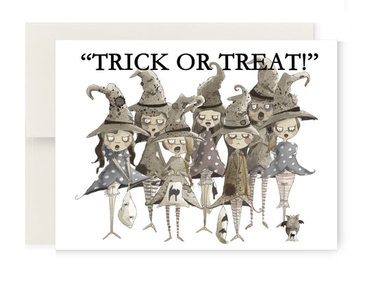 Greeting Card - Halloween Trick or Treat Witches