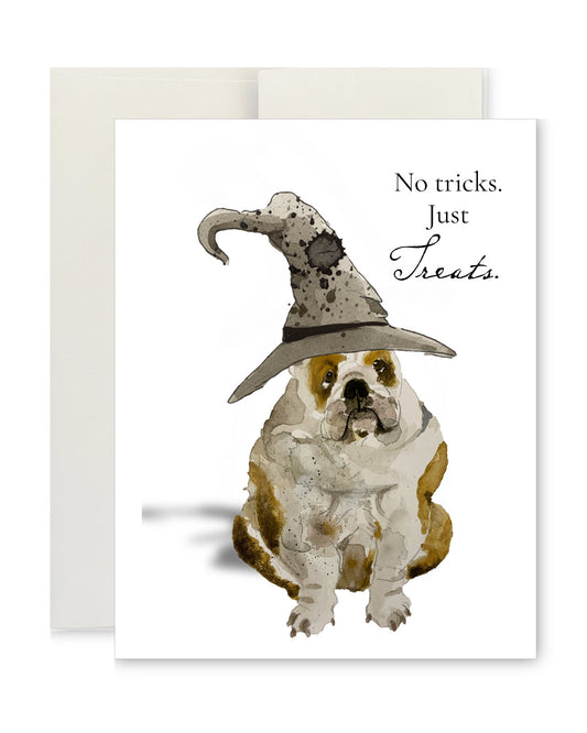 Greeting Card - Halloween No Tricks Just Treats BULLDOG