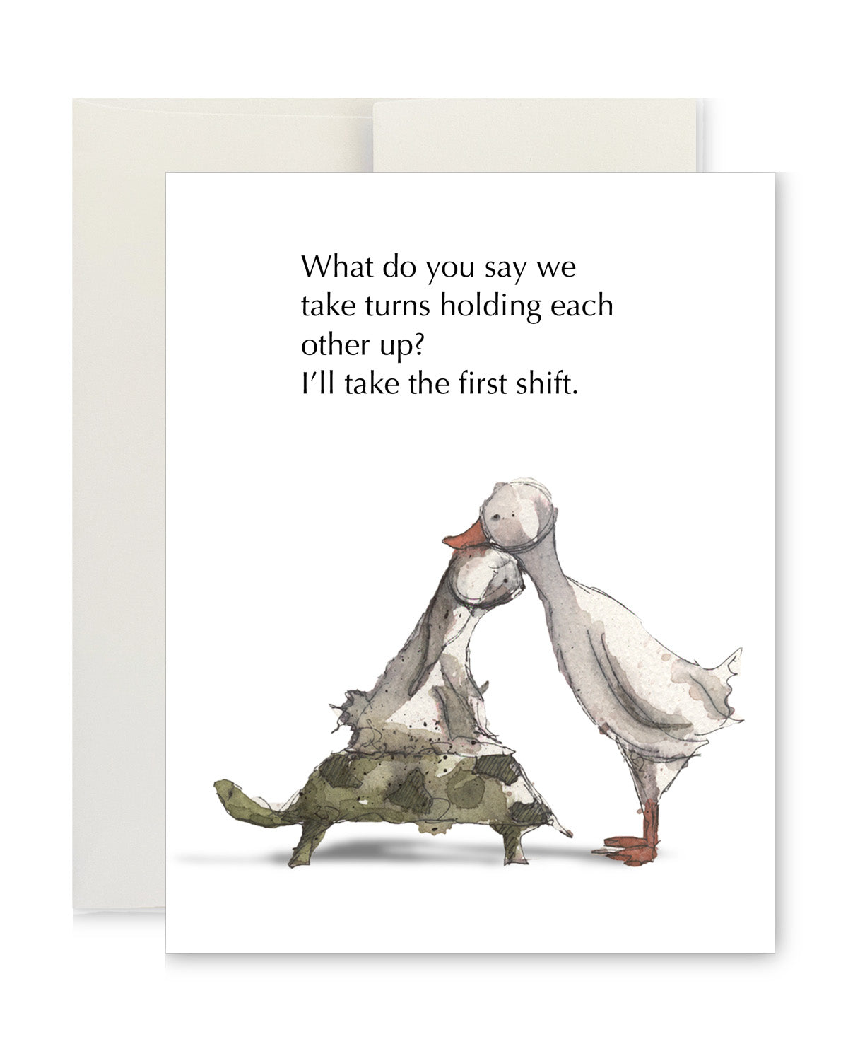 Greeting Card - Hold Each Other Up Duck, Rabbit and Tortoise – P. Marin